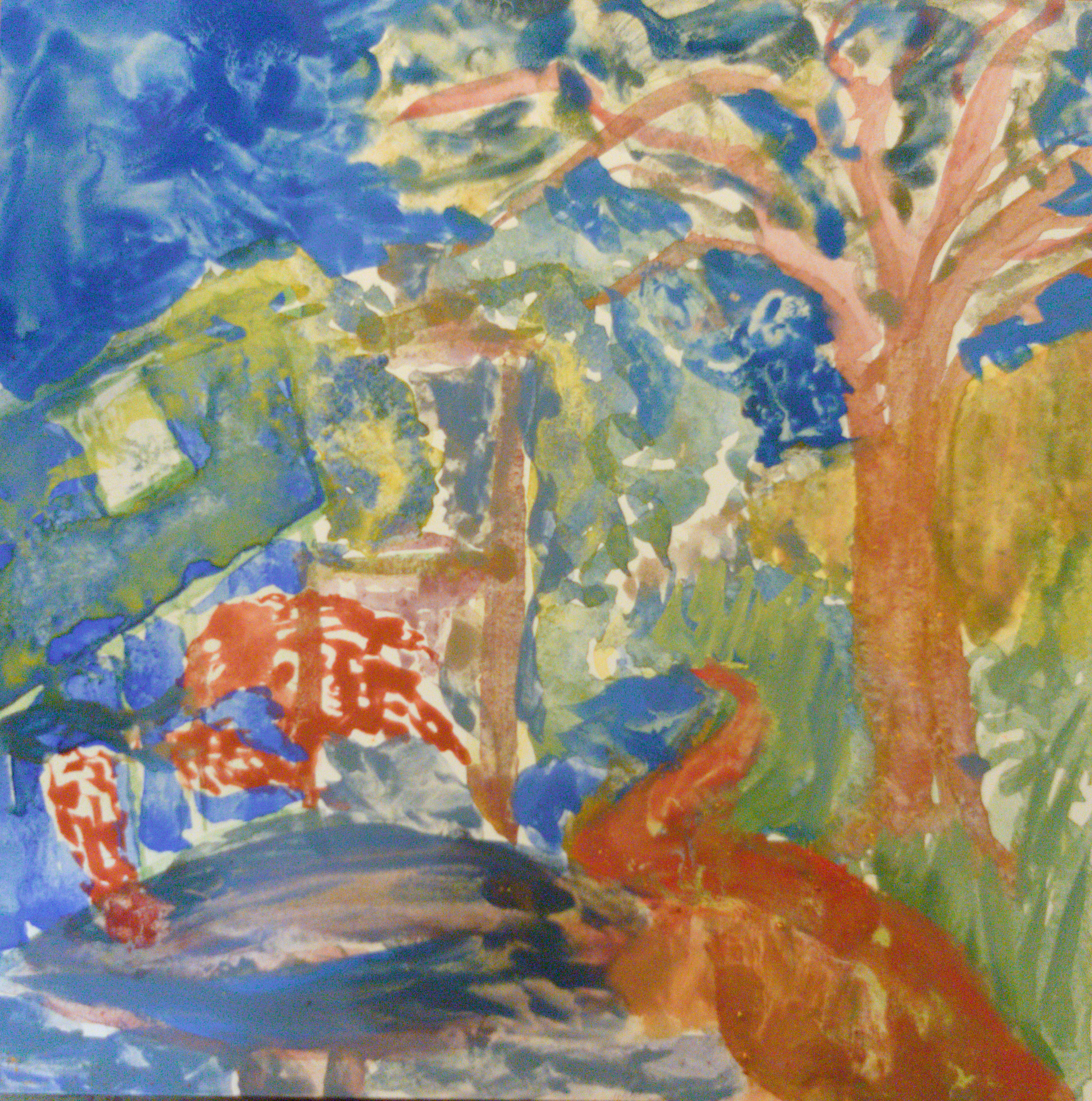 egg tempura painting of cropped subject